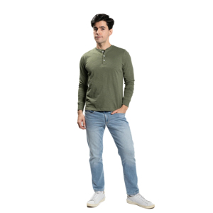 Vente en gros de t-shirts en polyester/coton pour hommes, col rond, manches longues, logo personnalisé, coupe unie - Product Image 1