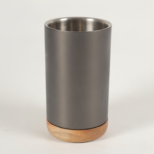 Double Walled <b>Stainless</b> <b>Steel</b> <b>Wine</b> Chiller With Wood Base <b>Stainless</b> <b>Steel</b> <b>Wine</b> Bottle Insulation <b>Cooler</b> Bucket - Product Image 1