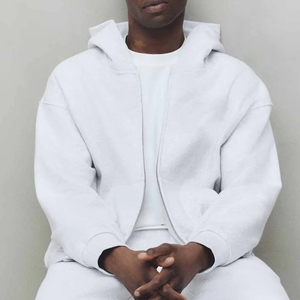 เสื้อฮู้ดดี้ผ้าฝ้าย 100% ทรงโอเวอร์ไซส์ ทรงบ็อกซี่ เนื้อผ้าหนา สำหรับผู้ชาย ดีไซน์ไหล่ตก คุณภาพสูง เสื้อฮู้ดดี้พื้นฐานเนื้อหนา - Product Image 3