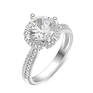 Jeulia Vintage Halo Engagement Ring Sterling Silver Lab Grown Diamond Open Ring - Product Image 4