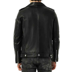 Brand New 2025 Genuine Leather <b>Shirt</b> Collar Style <b>Black</b> Leather Jacket Autumn Winter Basic Turn-down Collar Motor Biker Jacket - Product Image 3