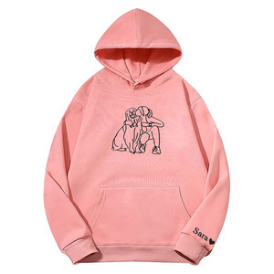 Sweatshirts brodés à capuche personnalisés dessin au trait avec photo texte dessin au trait chemise portrait et couleur - Product Image 5