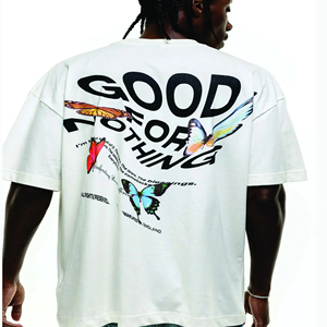 Vente en gros 100% coton T-shirt ample épais à épaules tombantes T-shirt surdimensionné pour hommes avec logo personnalisé - Product Image 2