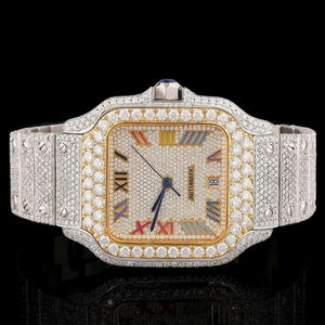 Reloj Mecánico Automático de Lujo para Hombre, 40 mm, con Diamantes Moissanite VVS, Correa de Cuero y Acero Inoxidable, Cristal de Zafiro, Gran Venta - Product Image 4