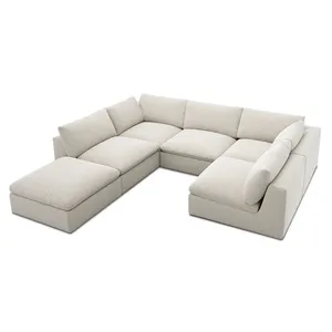 Modern Simple Living Room Assemble Sofa Fabric Extended L-Shape Sectional Sofa