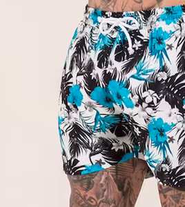 Shorts de bain pour hommes en gros, couleur unie, logo personnalisé, vêtements de plage décontractés, été 2025 - Product Image 4
