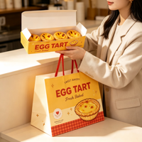Boîte d'emballage pour tartelettes aux œufs personnalisées en gros Enten, boîte de boulangerie jetable en papier avec logo pour les pâtisseries
