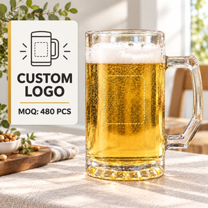 Verres à bière en gros de 0,5 L en verre <span class=keywords><strong>cristal</strong></span> avec poignée ergonomique pour bar à domicile - Product Image 1