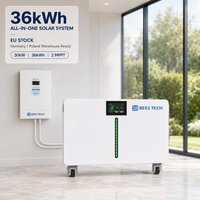 Système solaire pour toute la maison - Batterie domestique au lithium 36 kWh 51,2 V 720 Ah, éclairage LED alimenté par un onduleur 30 kW pour maison connectée au réseau, stock UE