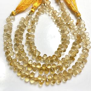 ลูกปัด briolette เหลี่ยมเพชรพลอยซิทรีนลูกปัดสีเหลืองธรรมชาติรูปทรงหยดน้ำสำหรับทำเครื่องประดับลูกปัดหินเหลี่ยมเพชรพลอย Citrine - Product Image 1