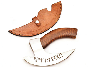 Wholesale Customized Steel Pizza <b>Axe</b> Cutter Viking Handmade Carbon Hatchet Tomahawk with Leather Cover Industrial Grade - Product Image 4