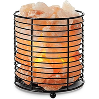 Lampe en sel de l'Himalaya avec ampoule LED, faite à la main, morceaux de minéraux naturels, sans produits chimiques, USB/prise secteur, pour la décoration intérieure et le bien-être
