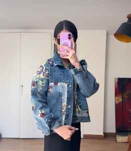 แจ็กเก็ตยีนส์โอเวอร์ไซส์สำหรับผู้หญิงฤดูหนาวผ้าเดนิมปักลายเป็นมิตรต่อสิ่งแวดล้อมระบายอากาศได้ - Product Image 3