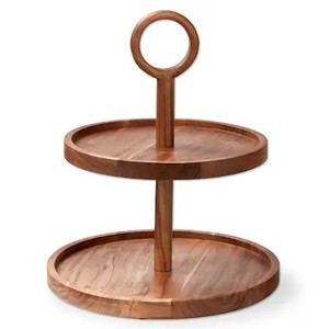 Handcrafted Wooden 2 <b>Tier</b> <b>Cake</b> <b>Stand</b> for Stylish Dessert Display with Strong Handle Perfect for Parties and Home Decor - Product Image 4