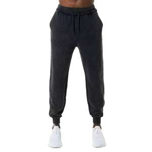 Pantalons de jogging empilés délavés à l'acide personnalisés pour hommes, devant plat, vêtements de rue avec taille élastique moyenne, service OEM en gros - Product Image 1