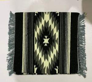 Bolso de mano de estilo bohemio de cuero genuino de alta calidad, manta de sillín negra de lana 100%, patrón geométrico, borla, proveedor superior directo - Product Image 5