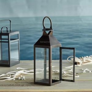 Lanterne à bougie en métal noir de style antique avec verre pour la décoration de la maison et du jardin, lanternes de table et de sol - Product Image 2