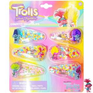 Accessoires pour cheveux Trolls Worlds, 6 pinces à cheveux à confettis, 150 unités, carton en gros, livraison gratuite, collection officielle sous licence HER - Product Image 3