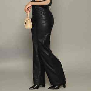 Pantalon personnalisé en cuir PU de haute qualité pour femmes vêtements d'hiver maigre plat devant respirant taille haute fermeture à cordon - Product Image 6