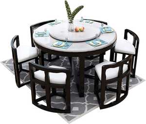 Table à manger avec chaises en bois de teck massif de haute qualité avec rembourrage noir couleur duco pour intérieur et extérieur. - Product Image 3