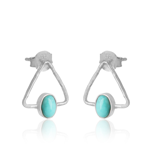 Boucles d'oreilles lustre en argent sterling 925 Bijoux plaqués rhodium blanc Boucles d'oreilles en pierres précieuses Arizona Turquoise en gros - Product Image 2
