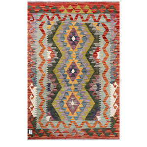 Alfombra Kilim de Maimana, Afganistán, 149 x 99 cm, para Decoración del Hogar - Product Image 1