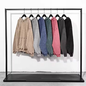 OEM logotipo personalizado pesado grueso Vintage lavado Sudadera con capucha térmica polar Sudadera con capucha de peso pesado 3D Puff impresión Sudadera con capucha para hombres - Product Image 5