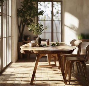 Table à manger carrée moderne en bois massif faite à la main mobilier écologique pour la maison et l'hôtel - Product Image 1