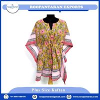 Elegante Kaftán Recto de Manga Corta para Mujer, Tallas Grandes, Estampado Indio, Algodón Chiffon, Suave, Transpirable y Ecológico, ODM