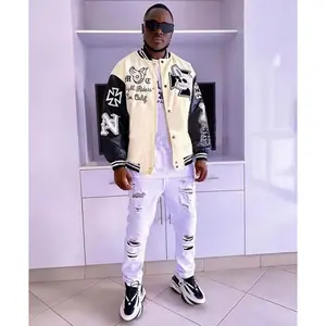 Veste Letterman Varsity personnalisée vintage pour hommes avec broderie en chenille à manches en laine de haute qualité de grande taille pour l'hiver - Product Image 1