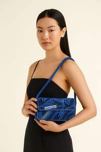 Sac à bandoulière en perles fait à la main pour femmes Pochette de soirée en perles bleues - Product Image 4