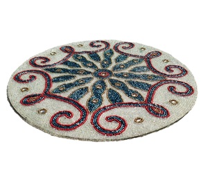 Set de table vintage en perles de couleur unie, taille 14 pouces, durable, rond, écologique, fait à la main pour les fêtes, la maison, la table - Product Image 3