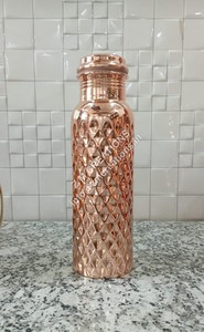 Handmade 950ML Minimalist Style Ayurveda Water <b>Bottle</b> Pure Silver Copper Leak Proof Direct Drinking for <b>Metal</b> Drinkware - Product Image 3