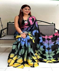 Ropa de fiesta Banarasi Saree con diseñador Surat Blusa Material Bollywood Indian Sari con blusa Mayorista Torque Color Saree Prenda - Product Image 5