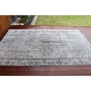 พรมวินเทจสไตล์ตุรกี ขนาด 5.4x8.7 ฟุต พรมขนาดใหญ่ พรมลายปะติดสีเทา - Product Image 3