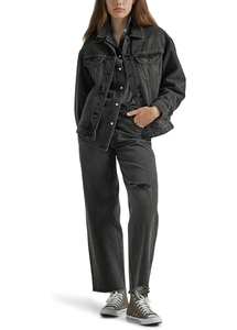 2025 Nueva chaqueta vaquera lavada Vintage informal con estilo para mujer con chaqueta vaquera transpirable personalizada con botones en Color negro - Product Image 2