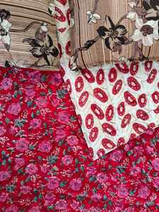 Hand Block Jaipuri Floral Cotton Quilt Reversible Indian Razai <b>Bedspread</b> - Product Image 4