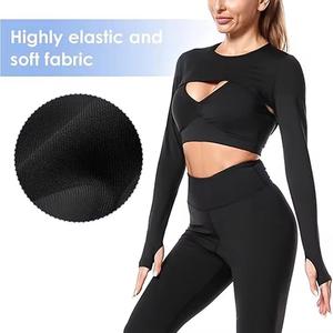 Vente en gros de combinaison de course à manches longues, ensembles de sport de yoga, bretelles fines croisées sur le devant, vêtements de sport respirants à imprimé solide, col carré - Product Image 5