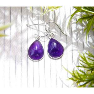 Boucles d'oreilles en argent sterling avec pierres précieuses d'améthyste faites à la main, cadeau de mariage violet pour femmes, bijoux en cristal, conception unique - Product Image 2
