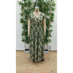 Women's Short-Sleeved Wrap-Around Neckline <b>Elasticated</b> Waist Supreme Maxi <b>Dress</b>, 37496 - patterned - Product Image 6