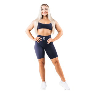 High Waist Navy <b>Biker</b> <b>Shorts</b> <b>Women</b> Stretch Sculpting <b>Shorts</b> For Fitness Gym Yoga Activewear - Product Image 3