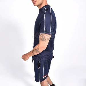 Ensemble t-shirt et short pour homme, couleur unie, été, décontracté, 100% coton, séchage rapide - Product Image 3
