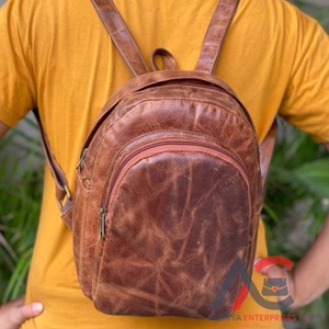 Dark Brown Full Grain Leather Vintage Men's Retro Real Genuine Cowhide Daypack Cow Leather Travel <b>Backpack</b> for Men Women - Product Image 1