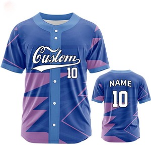 Maillots de baseball personnalisés en sublimation 100% polyester, prix de gros, uni, rayé, avec motif de nom d'équipe, marque privée - Product Image 4