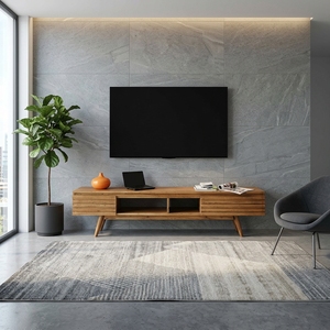 Solid Wood Scandinavian Modern Slatted Living Room Cabinets 5+ Drawers Eco-Friendly Durable <b>Sideboard</b> Buffet Credenza for Media - Product Image 4
