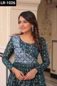 Choli con estampado de posición de desgaste étnico indio con vestido de trabajo tejido Jacquerd de grapa para funciones de boda y Festival WearDress - Product Image 5