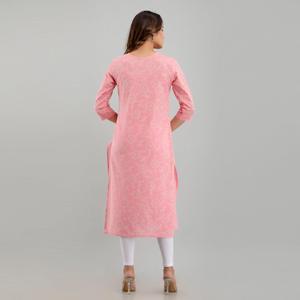 Vestidos de carrera Kurta rectos con estampado floral rosa para mujer (SHKUP1218) - Product Image 1