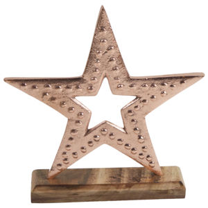 Venta caliente estrella plateada adorno de Navidad Base de madera marrón adornos navideños para el hogar Feliz Año Nuevo - Product Image 3