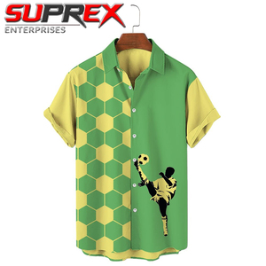 Camisa de Manga Corta con Botones para Hombre, Personalizada, Estampada, Informal, para Playa, Verano, Ligera, Transpirable, Tejida, con Bloques de Color - Product Image 5
