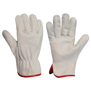 Ventas calientes Grado AB Piel de oveja entera Blanco Antideslizante Flexible Pulgar Conductor Cuero Trabajo Guantes DE SEGURIDAD Puño de seguridad - Product Image 2